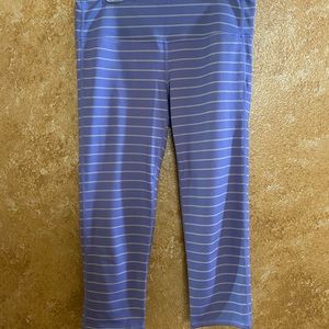Athleta lavender/gray striped Capri leggings